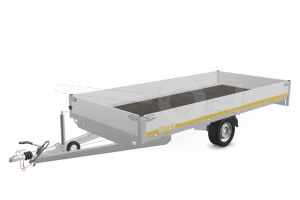 Eduard plateauwagen 4018-3-PB30-180-63, Lxb 406x180cm, Bruto 1800kg (1393kg netto), Lvh 63cm, Alu borden 30cm, Enkelas geremd, Banden 195/50R13