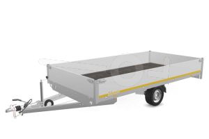 Eduard plateauwagen 4020-3-PB40-180-63, Lxb 406x200cm, Bruto 1800kg (1239kg netto), Lvh 63cm, Alu borden 40cm, Enkelas geremd, Banden 195/50R13