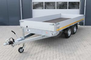 Eduard plateauwagen met 30cm borden, afmeting 406x200cm, laadvloerhoogte 72cm, bruto laadvermogen 2000kg.