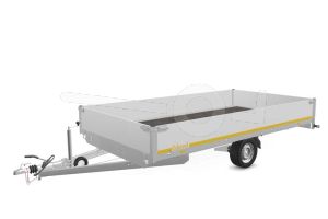 Eduard plateauwagen 4022-3-PB40-180-63, Lxb 406x220cm, Bruto 1800kg (1220kg netto), Lvh 63cm, Alu borden 40cm, Enkelas geremd, Banden 195/50R13
