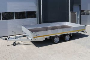 Plateauwagen Eduard met aluminium borden, 406x220cm, laadvloerhoogte 63cm en bruto laadvermogen 3000kg