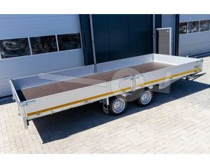 Eduard plateauwagen 6022-4-P3-2763, Lxb 606x220cm, Bruto 2700kg (1907kg netto), Lvh 63cm, Alu borden 30cm, Tandemas geremd, Banden 195/50R13