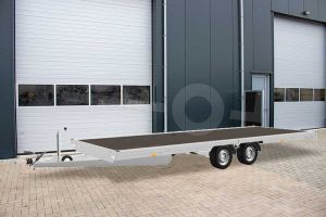 Vlakke plateauwagen Eduard zonder borden, afmeting 606x200cm, bruto laadvermogen 3500kg met laadvloerhoogte 63cm