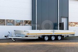 Eduard plateauwagen 6020-5-PB40-350-63, Lxb 606x200cm, Bruto 3500kg (2565kg netto), Lvh 63cm, Alu borden 40cm, Drieasser geremd, Banden 195/50R13