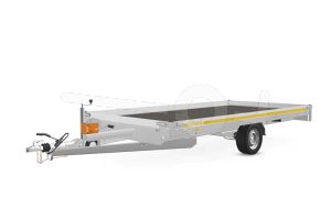 Eduard autotransporter 4020-3-PMB10-180-63, Lxb 406x200cm, Bruto 1800kg (1189kg netto), Lvh 63cm, Oprijhoek circa 15&deg;, Alu borden 10cm, Dichte vloer, Enkelas geremd, Banden 195/50R13, Met oprijplaten en lier.
