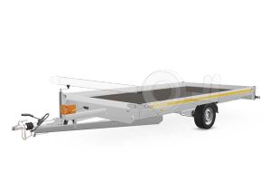 Eduard autotransporter 4022-3-PMB10-180-63, Lxb 406x220cm, Bruto 1800kg (1171kg netto), Lvh 63cm, Oprijhoek circa 15&deg;, Alu borden 10cm, Dichte vloer, Enkelas geremd, Banden 195/50R13, Met oprijplaten en lier.