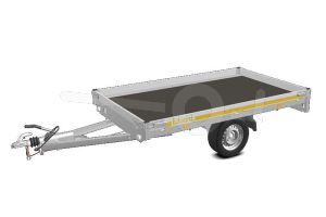 Eduard motortransporter 2615-3-PO1-1063, Lxb 260x150cm, Bruto 1000kg (647kg netto), Lvh 63cm, Alu borden 10cm, Enkelas geremd, Banden 195/55R13, Met oprijplaten (geen lier).