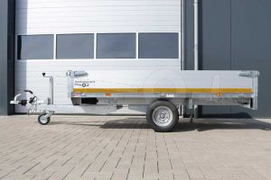 Eduard multitransporter 2615-3-POB30-135-56, Lxb 260x150cm, Bruto 1350kg (980kg netto), Lvh 56cm, Alu borden 30cm, Enkelas geremd, Banden 195/55R10, Met oprijplaten (geen lier).