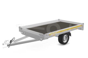 Eduard multitransporter 2615-3-POB10-180-63, Lxb 260x150cm, Bruto 1800kg (1447kg netto), Lvh 63cm, Alu borden 10cm, Enkelas geremd, Banden 195/50R13, Met oprijplaten (geen lier).