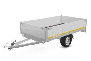 Eduard multitransporter 2615-3-POB40-180-63, Lxb 260x150cm, Bruto 1800kg (1437kg netto), Lvh 63cm, Alu borden 40cm, Enkelas geremd, Banden 195/50R13, Met oprijplaten (geen lier).