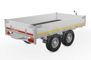 Eduard multitransporter 2615-4-PO3-2072, Lxb 260x150cm, Bruto 2000kg (1505kg netto), Lvh 72cm, Alu borden 30cm, Tandemas geremd, Banden 155R13, Met oprijplaten (geen lier).