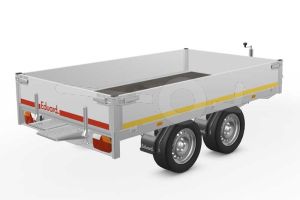 Eduard multitransporter 2615-4-PO3-2763, Lxb 260x150cm, Bruto 2700kg (2205kg netto), Lvh 63cm, Alu borden 30cm, Tandemas geremd, Banden 195/50R13, Met oprijplaten (geen lier).