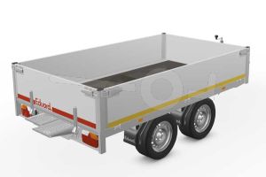 Eduard multitransporter 2615-4-PO4-2763, Lxb 260x150cm, Bruto 2700kg (2187kg netto), Lvh 63cm, Alu borden 40cm, Tandemas geremd, Banden 195/50R13, Met oprijplaten (geen lier).