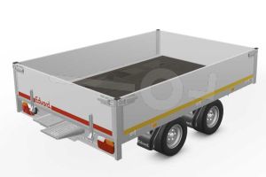 Eduard multitransporter 2618-4-POB40-075-56, Lxb 260x180cm, Bruto 750kg (187kg netto), Lvh 56cm, Alu borden 40cm, Tandemas geremd, Banden 195/55R10, Met oprijplaten (geen lier).