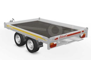 Eduard multitransporter 2618-4-POB10-075-63, Lxb 260x180cm, Bruto 750kg (215kg netto), Lvh 63cm, Alu borden 10cm, Tandemas geremd, Banden 195/50R13, Met oprijplaten (geen lier).
