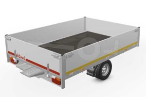 Eduard multitransporter 2618-3-POB40-150-56, Lxb 260x180cm, Bruto 1500kg (1069kg netto), Lvh 56cm, Alu borden 40cm, Enkelas geremd, Banden 195/55R10, Met oprijplaten (geen lier).