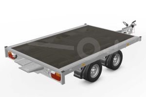 Eduard multitransporter 2618-4-POV-200-56, Lxb 260x180cm, Bruto 2000kg (1497kg netto), Lvh 56cm, Vlak zonder borden, Tandemas geremd, Banden 195/55R10, Met oprijplaten (geen lier).