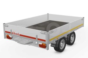 Eduard multitransporter 2618-4-POB30-200-63, Lxb 260x180cm, Bruto 2000kg (1455kg netto), Lvh 63cm, Alu borden 30cm, Tandemas geremd, Banden 195/50R13, Met oprijplaten (geen lier).