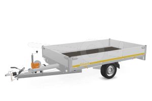 Eduard multitransporter 3118-3-PMB30-180-63, Lxb 310x180cm, Bruto 1800kg (1347kg netto), Lvh 63cm, Alu borden 30cm, Enkelas geremd, Banden 195/50R13, Met oprijplaten en lier.