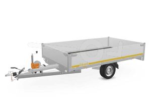 Eduard multitransporter 3118-3-PMB40-180-63, Lxb 310x180cm, Bruto 1800kg (1327kg netto), Lvh 63cm, Alu borden 40cm, Enkelas geremd, Banden 195/50R13, Met oprijplaten en lier.