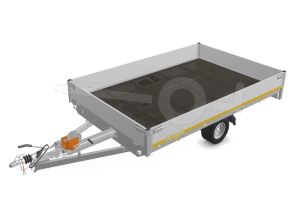 Eduard multitransporter 3120-3-PMB30-100-56, Lxb 310x200cm, Bruto 1000kg (549kg netto), Lvh 56cm, Alu borden 30cm, Enkelas geremd, Banden 195/55R10, Met oprijplaten en lier.