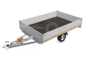 Eduard multitransporter 3120-3-PMB40-100-63, Lxb 310x200cm, Bruto 1000kg (529kg netto), Lvh 63cm, Alu borden 40cm, Enkelas geremd, Banden 195/50R13, Met oprijplaten en lier.
