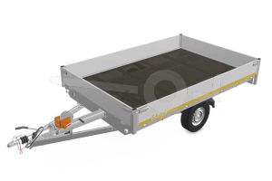 Eduard multitransporter 3120-3-PMB30-100-72, Lxb 310x200cm, Bruto 1000kg (549kg netto), Lvh 72cm, Alu borden 30cm, Enkelas geremd, Banden 155R13, Met oprijplaten en lier.