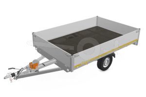 Eduard multitransporter 3120-3-PMB40-100-72, Lxb 310x200cm, Bruto 1000kg (529kg netto), Lvh 72cm, Alu borden 40cm, Enkelas geremd, Banden 155R13, Met oprijplaten en lier.