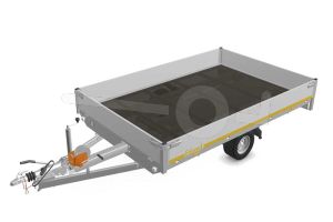 Eduard multitransporter 3120-3-PMB30-135-56, Lxb 310x200cm, Bruto 1350kg (879kg netto), Lvh 56cm, Alu borden 30cm, Enkelas geremd, Banden 195/55R10, Met oprijplaten en lier.