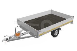 Eduard multitransporter 3120-3-PMB30-135-72, Lxb 310x200cm, Bruto 1350kg (879kg netto), Lvh 72cm, Alu borden 30cm, Enkelas geremd, Banden 165R13, Met oprijplaten en lier.