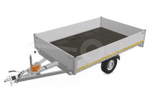 Eduard multitransporter 3120-3-PMB40-135-72, Lxb 310x200cm, Bruto 1350kg (859kg netto), Lvh 72cm, Alu borden 40cm, Enkelas geremd, Banden 165R13, Met oprijplaten en lier.