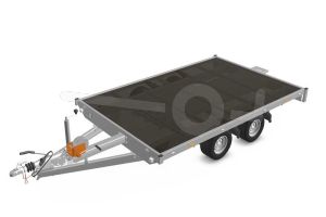 Eduard multitransporter 3120-4-PMV-200-56, Lxb 310x200cm, Bruto 2000kg (1437kg netto), Lvh 56cm, Vlak zonder borden, Tandemas geremd, Banden 195/55R10, Met oprijplaten en lier.