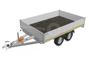 Eduard multitransporter 3120-4-PMB40-200-72, Lxb 310x200cm, Bruto 2000kg (1367kg netto), Lvh 72cm, Alu borden 40cm, Tandemas geremd, Banden 155R13, Met oprijplaten en lier.