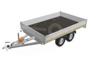Eduard multitransporter 3120-4-PMB30-270-72, Lxb 310x200cm, Bruto 2700kg (2051kg netto), Lvh 72cm, Alu borden 30cm, Tandemas geremd, Banden 185/70R13, Met oprijplaten en lier.