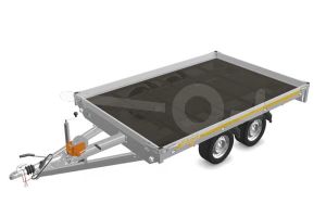 Eduard multitransporter 3120-4-PMB10-300-63, Lxb 310x200cm, Bruto 3000kg (2369kg netto), Lvh 63cm, Alu borden 10cm, Tandemas geremd, Banden 195/50R13, Met oprijplaten en lier.