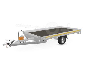 Eduard multitransporter 3318-3-PMB10-180-63, Lxb 330x180cm, Bruto 1800kg (1336kg netto), Lvh 63cm, Alu borden 10cm, Enkelas geremd, Banden 195/50R13, Met oprijplaten en lier.