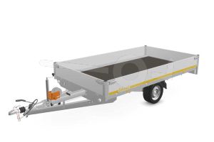 Eduard multitransporter 3318-3-PMB30-180-63, Lxb 330x180cm, Bruto 1800kg (1318kg netto), Lvh 63cm, Alu borden 30cm, Enkelas geremd, Banden 195/50R13, Met oprijplaten en lier.