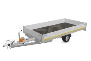Eduard multitransporter enkelas geremd 350x180cm 1500kg laadvloerhoogte 56cm met oprijplaten en lier.