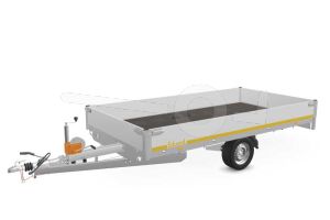 Eduard multitransporter 3518-3-PMB30-180-63, Lxb 350x180cm, Bruto 1800kg (1297kg netto), Lvh 63cm, Alu borden 30cm, Enkelas geremd, Banden 195/50R13, Met oprijplaten en lier.