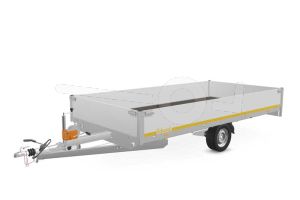 Eduard multitransporter 4020-3-PMB40-180-63, Lxb 406x200cm, Bruto 1800kg (1143kg netto), Lvh 63cm, Alu borden 40cm, Enkelas geremd, Banden 195/50R13, Met oprijplaten en lier.