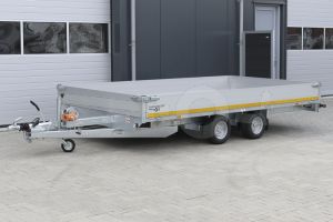 Eduard multitransporter 4022-4-PMB30-300-56, Lxb 406x220cm, Bruto 3000kg (2310kg netto), Lvh 56cm, Alu borden 30cm, Tandemas geremd, Banden 195/55R10, Met oprijplaten en lier.