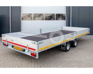 Eduard multitransporter 6020-4-PM3-3056, Lxb 606x200cm, Bruto 3000kg (2140kg netto), Lvh 56cm, Alu borden 30cm, Tandemas geremd, Banden 195/55R10, Met oprijplaten en lier.