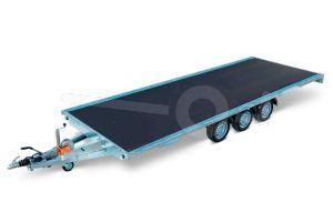 Eduard multitransporter 5520-5-PMV-350-56, Lxb 556x200cm, Bruto 3500kg (2605kg netto), Lvh 56cm, Vlak zonder borden, Drieasser geremd, Banden 195/55R10, Met oprijplaten en lier.