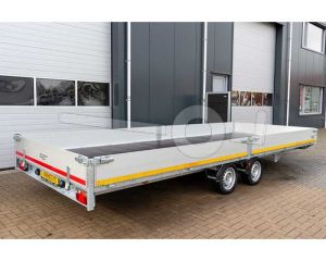 Eduard multitransporter 6020-4-PM3-2763, Lxb 606x200cm, Bruto 2700kg (netto 1840kg), Lvh 63cm, Alu borden 30cm, Tandemas geremd, Banden 195/50R13, Met oprijplaten en lier.