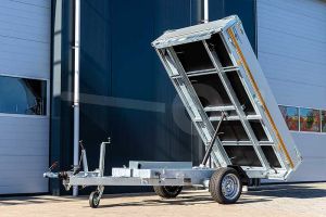 Eduard achterwaartse kipper 2615-3-1B40-180-N-63, Lxb 260x150cm, Bruto 1800kg (1396kg netto), Elektrische bediening, Lvh 63cm, Borden 40cm, Enkelas geremd, Banden 195/50R13