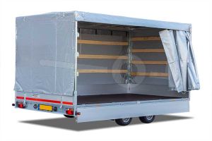 Huifdoek 310x180x200cm 3118-Z-SFZ-20-7500 ten behoeve van huif met schuifzeil voor Eduard plateauwagen, multitransporter of kipper met een laadbak van 310x180cm. Hoogte 200cm gemeten vanaf de laadvloer. Kleur van het huifdoek is 7500 grijs.
