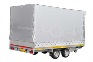 Standaard huifdoek 406x220x200cm 4022-Z-STD-20-7500 ten behoeve van standaard huif voor Eduard plateauwagen of multitransporter met een laadbak van 406x220cm. Hoogte 200cm gemeten vanaf de laadvloer. Kleur van het huifdoek is 7500 grijs.