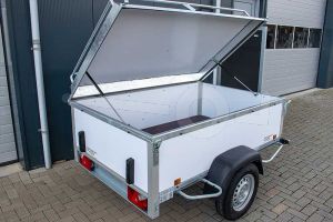 Power Trailer bagagewagen 200x110x60cm wit plywood type NR.B 200 bruto 750kg ongeremd