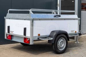 Power Trailer bagagewagen 200x132x60cm wit plywood type NR.M 200 bruto 750kg ongeremd