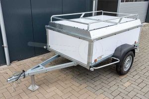 Power Trailer bagagewagen 225x132x60cm wit plywood type NR.M 225 bruto 750kg ongeremd
